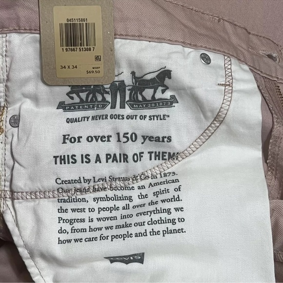 Levis 511 Slim Stretch Ease Salmon Pink Denim Jeans - Picture 9 of 10